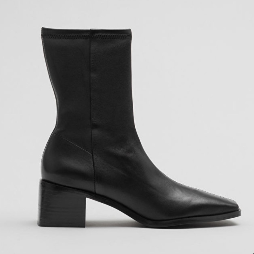 & Other Stories Black Square Toed Boots